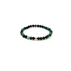 Natural Emerald Gemstone Mini 4mm 18K Gold Bar Faceted Charm Bead May Birthstone